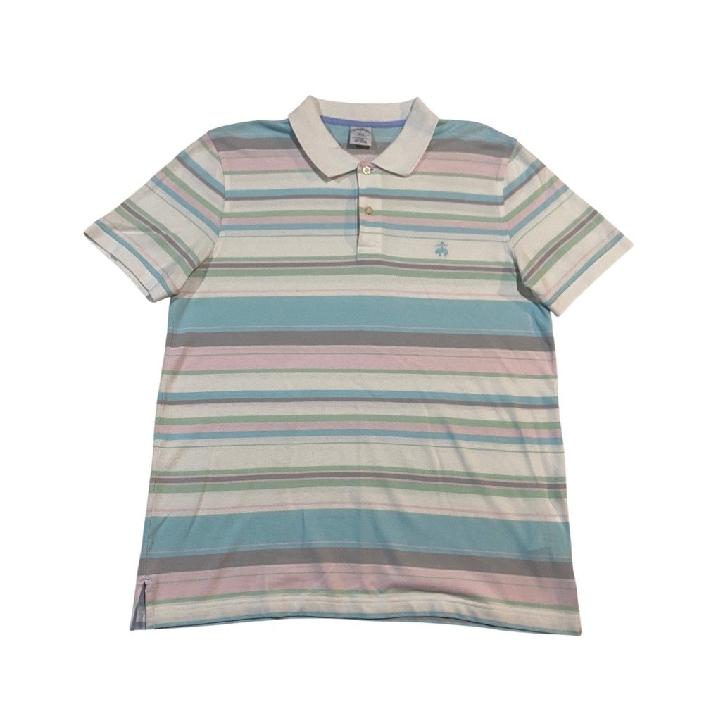 Brooks Brothers 1818 Polo Shirt Mens Large Slim Fit Striped Pima Cotton